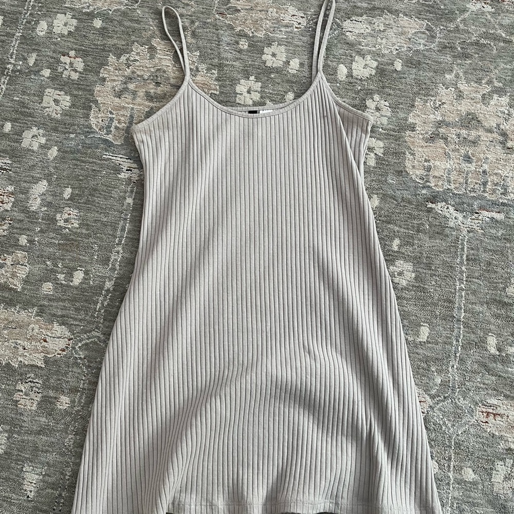 H&M Beige Ribbed Spaghetti Strap Dress